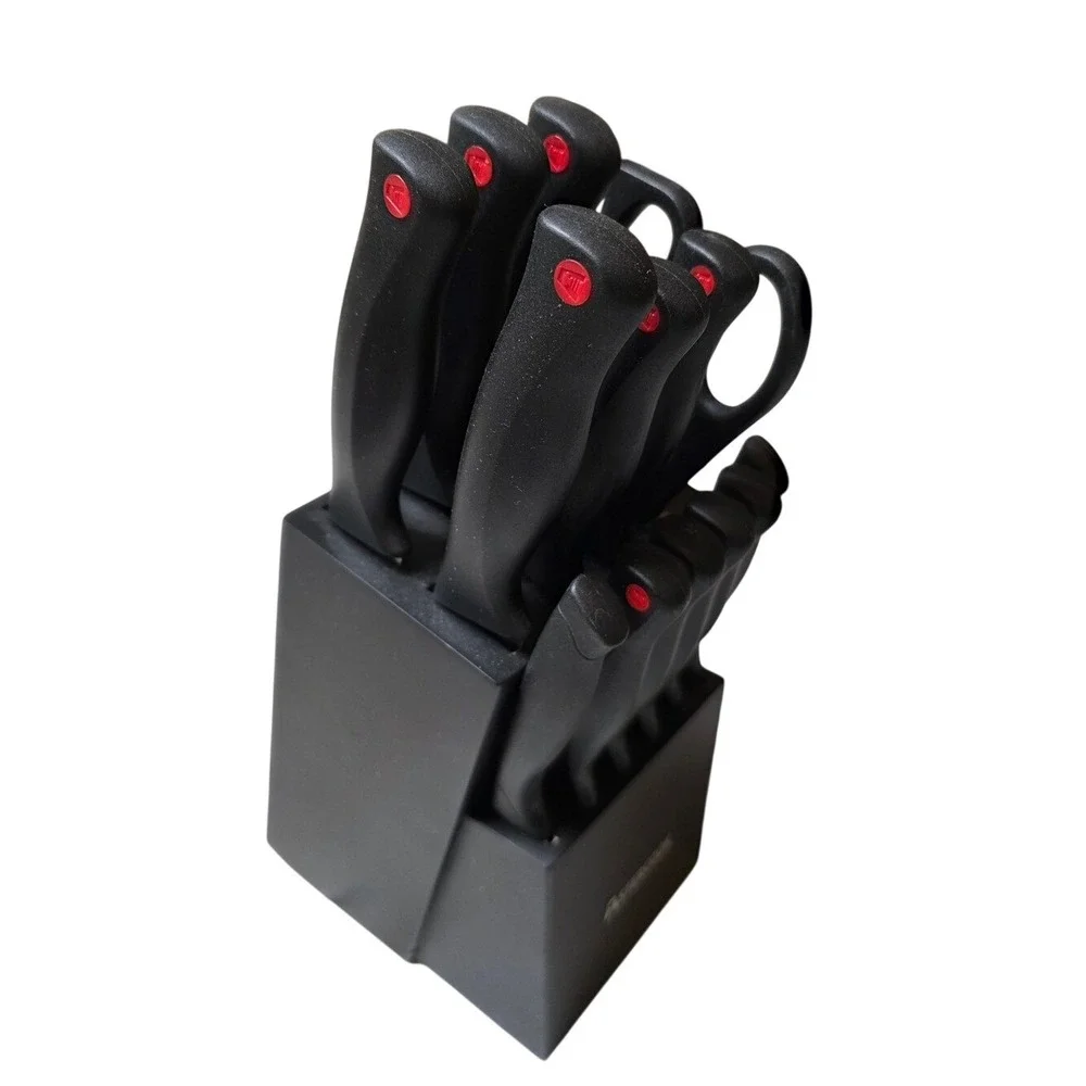 Astercook 14 Piece Kitchen Knife Set with Block‎ Black Stainless Steel Shears B3